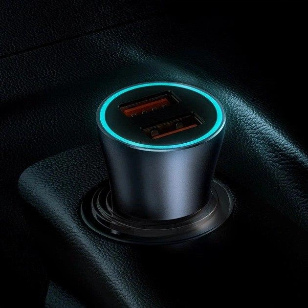 Автомобильное зарядное устройство Зарядка в авто Baseus Golden Contactor Pro Dual Quick Charger Car Charger 40W 2USB + Кабель USB to Type-C 1м Быстрая зарядка QC 4.0+ (TZCCJD-A0G) Grey - изображение 12