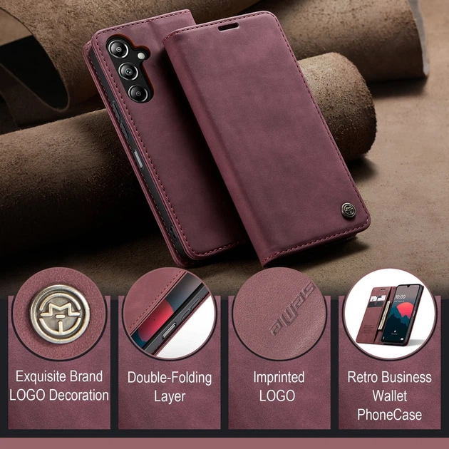 Чехол книжка с магнитом Samsung Galaxy A16 A165 CaseMe Wine (40454-42) - Фото 2 Чехол книжка с магнитом Samsung Galaxy A16 A165 CaseMe Wine (40454-42) - изображение 2