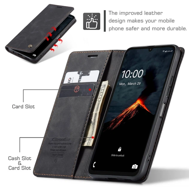 Чохол книжка з магнітом Samsung Galaxy A06 A065 CaseMe Black (40453-2B) - Фото 3 Чохол книжка з магнітом Samsung Galaxy A06 A065 CaseMe Black (40453-2B) - зображення 3