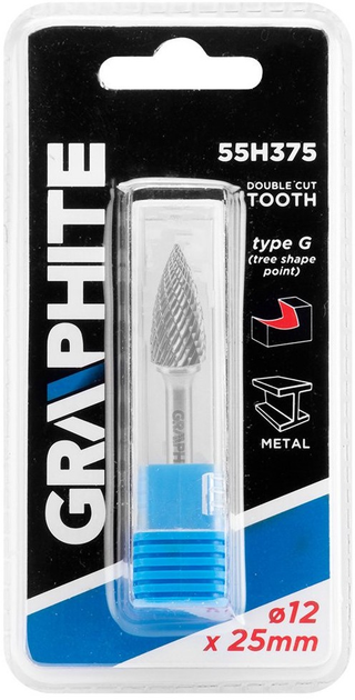 Фреза по металу Graphite HM 12 x 25 мм тип G 55H375 (5902062509192) - зображення 3