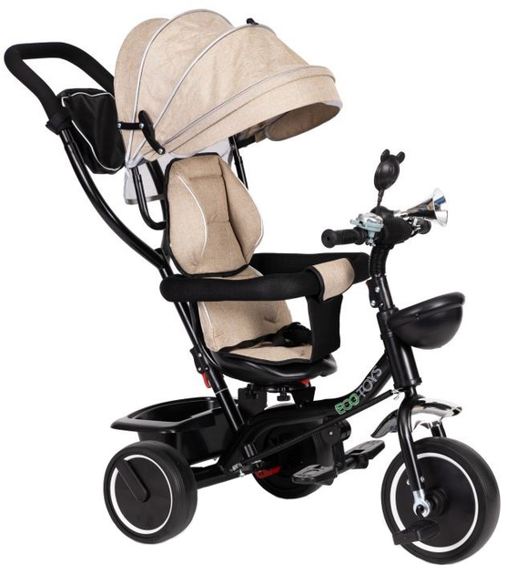 Rowerek trójkołowy EcoToys z obracanym siedziskiem i daszkiem JM-066-9 Beżowy (5903089065470) - obraz 1