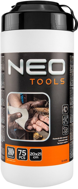 Абразивні серветки NEO Tools для миття рук і очищення поверхонь та інструментів 75 шт 10-408 (5907558467222) - зображення 1