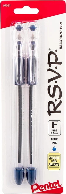Набір кулькових ручок Pentel RSVP Ballpoint Pen Fine Line 0.7мм 10 шт. (Black) - зображення 2