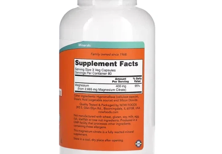 Магний цитрат Now Foods (Magnesium Citrate) 240 капсул - изображение 2