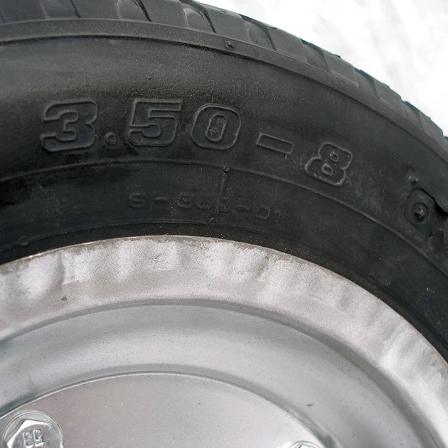 Пневматическое колесо Deli Tire 3.50-8 для тачки – надувное колесо 370 мм с камерой для садовых и строительных - изображение 5