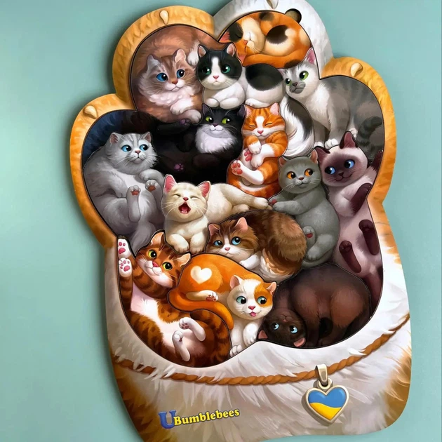Деревянный пазл-вкладыш "Котики-муркотики" Ubumblebees (ПСФ133) PSF133 - изображение 6