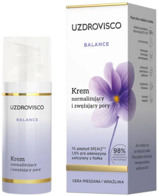 Krem do twarzy Uzdrovisco Balance normalizujący i zwężający pory 50 ml (5904917483855) - obraz 1