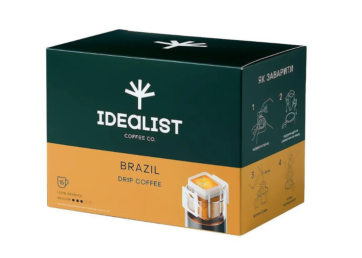 Дріп-кави Idealist Coffee Co Бразилія 15 шт - Фото 1 Дріп-кави Idealist Coffee Co Бразилія 15 шт - зображення 1