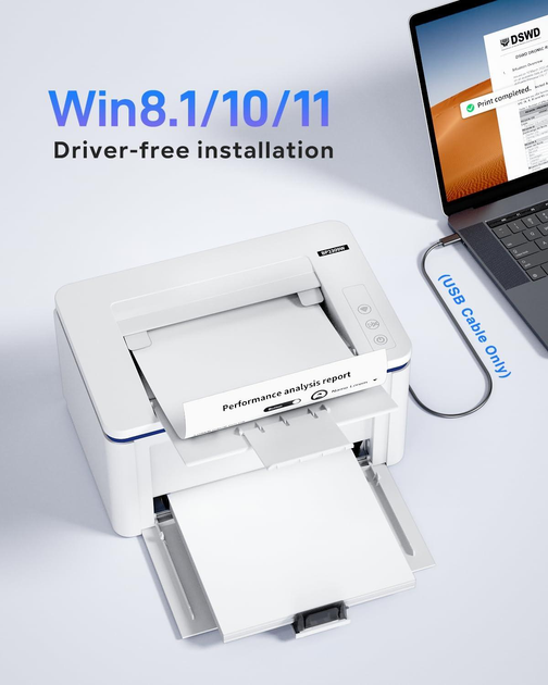 Чорно-білий лазерний принтер PANTUM BP2309W Bluetooth, USB, Wi-Fi, Airprint, компактний портативний міні-принтер із однією функцією для дому та малого офісуй, 20 стор./хв. Колір - Білий - зображення 2
