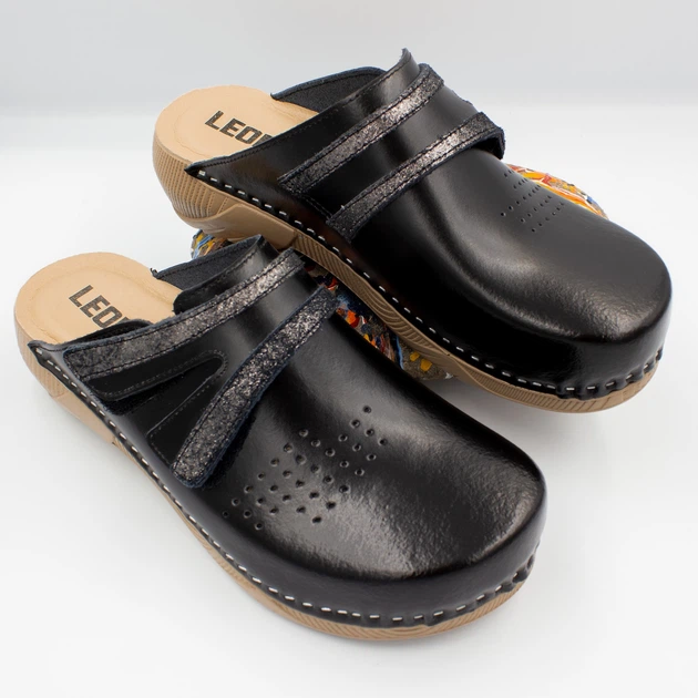 Жіночі сабо шкіряні Leon 3200, black, 37р. - зображення 4