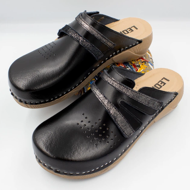 Жіночі сабо шкіряні Leon 3200, black, 37р. - зображення 8