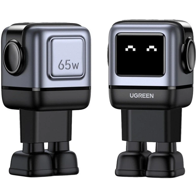Зарядний пристрій Ugreen CD361 Robot tech 65W 2xType-C 1xUSB Gan Fast Charger Grey (25685B) - Фото 3 Зарядний пристрій Ugreen CD361 Robot tech 65W 2xType-C 1xUSB Gan Fast Charger Grey (25685B) - зображення 3