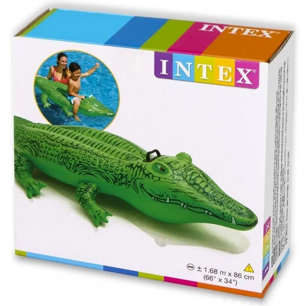 Надувной плотик Intex Крокодил 168х86см с ручкой, детский нагрузка до 55кг, зеленый 58546 - Фото 9 Надувной плотик Intex Крокодил 168х86см с ручкой, детский нагрузка до 55кг, зеленый 58546 - изображение 9