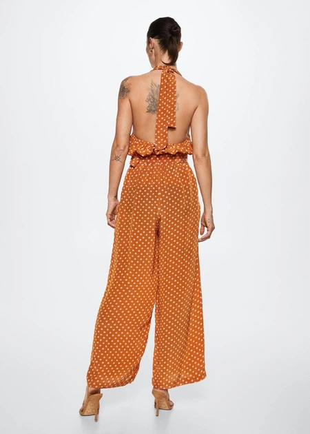 Кобінезон MANGO Polka-dot Long Jumpsuit Коричневий S 37050423 - Фото 3 Кобінезон MANGO Polka-dot Long Jumpsuit Коричневий S 37050423 - зображення 3