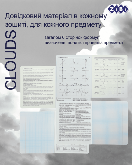 Набор предметных тетрадей ZiBi Clouds 36 листов в клетку 8 предметов 10 шт (ZB.1732-99) - изображение 3