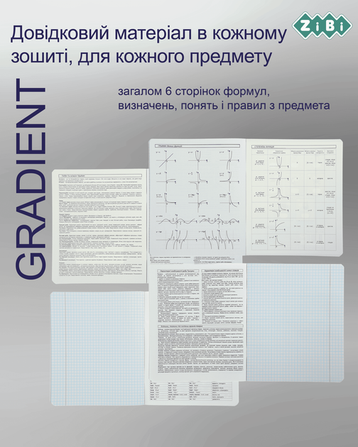 Набор предметных тетрадей ZiBi Gradient 48 листов в клетку 8 предметов 10 шт (ZB.1702-99) - изображение 3