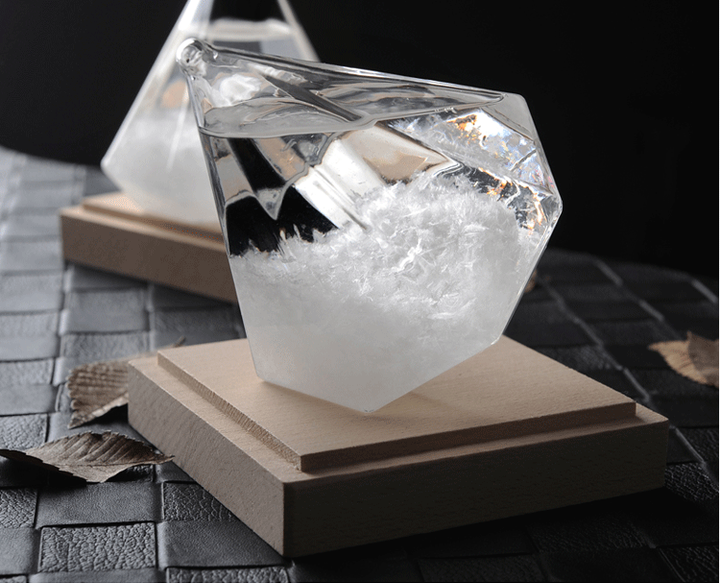 Барометр Штормгласс Кристалл большой 12 х 10,5 см Storm glass на деревянной подставке Призма - изображение 3