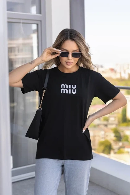 Женская футболка с принтом "MIU" 50-52. Графит - изображение 2