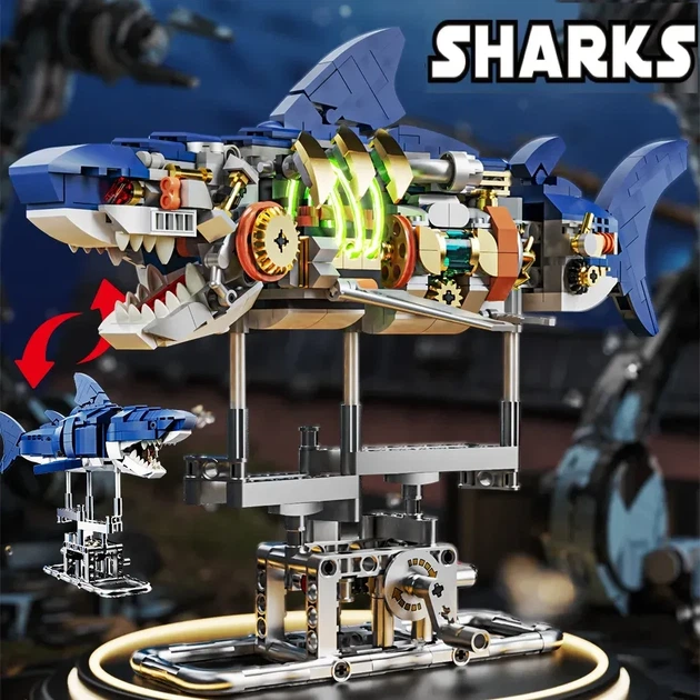 Конструктор акула Shark Technic Monster на 687 деталей синяя (395) - изображение 4
