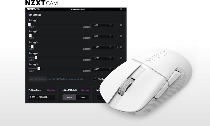 Mysz NZXT Lift Elite Wireless White (MS-101NW-02) - obraz 10