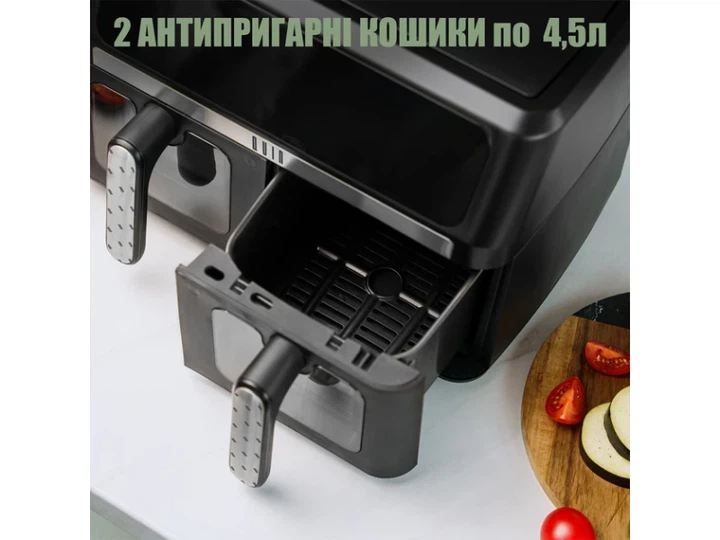 Мультипіч (аерофритюрниця) QUIN Air Fryer Dual Zone YJ-1102AV - Фото 3 Мультипіч (аерофритюрниця) QUIN Air Fryer Dual Zone YJ-1102AV - зображення 3