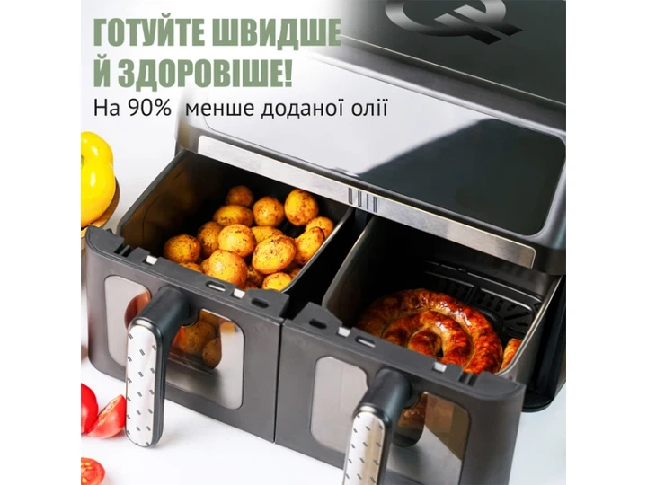 Мультипіч (аерофритюрниця) QUIN Air Fryer Dual Zone YJ-1102AV - Фото 7 Мультипіч (аерофритюрниця) QUIN Air Fryer Dual Zone YJ-1102AV - зображення 7