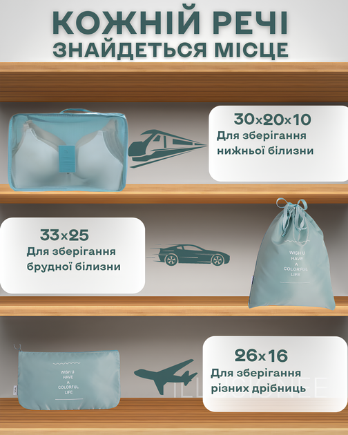 Органайзер для одежды, обуви, белья и косметики 9в1 голубой 3DTOYSLAMP - изображение 3