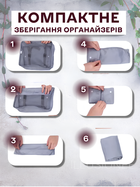 Органайзери набір органайзерів 12в1 дорожній для зберігання одягу взуття білизни косметики аксесуарів організація багажу компактне зберігання сумки чохли для чемодана ручної кладі поїздок подорожей водонепроникні складна конструкція сірі 3DTOYSLAMP - Фото 5 Органайзери набір органайзерів 12в1 дорожній для зберігання одягу взуття білизни косметики аксесуарів організація багажу компактне зберігання сумки чохли для чемодана ручної кладі поїздок подорожей водонепроникні складна конструкція сірі 3DTOYSLAMP - зображення 5