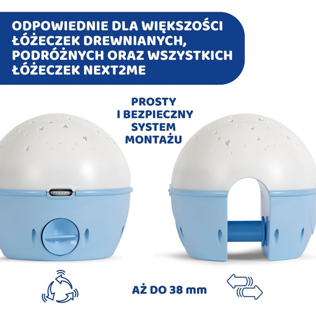 Lampka nocna projektor gwiazdek Chicco First Dreams Next2Stars Niebieski (8058664062355) - obraz 6
