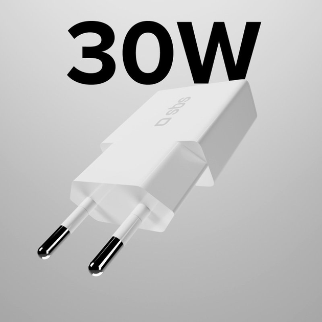 Ładowarka sieciowa SBS Ultra Slim 30W Power Delivery White (TETRGAN1C30SLIM) - obraz 2