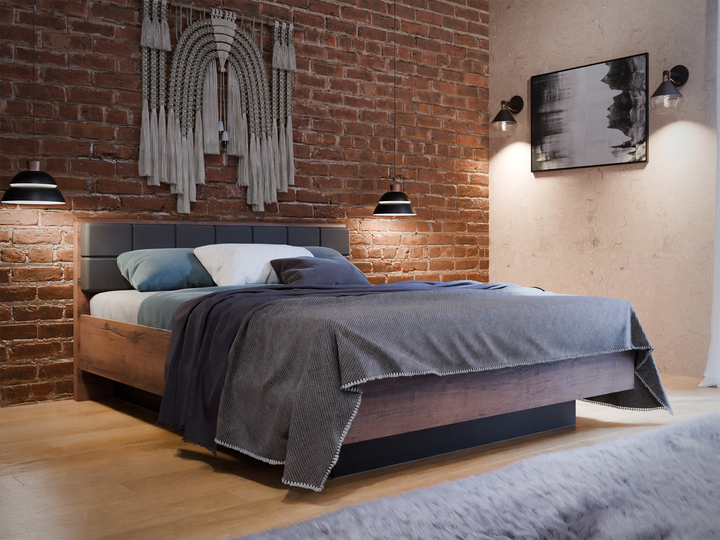 Ліжко з підйомним механізмом Frisco Bellevue 1675х919х2087 мм Дуб болотний/Дуб чорний (23299-BLQL5164) - зображення 5