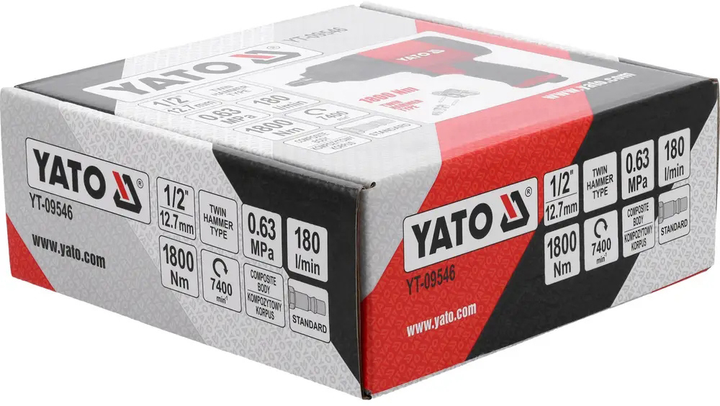 Klucz udarowy pneumatyczny YATO kompozytowy  1/2" 1800 Nm (YT-09546) - obraz 4