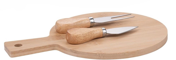 Zestaw do serwowania serów Alpina Deska 28 x 18 x 2.8 cm + nóż + widelec (8711252240350) - obraz 1