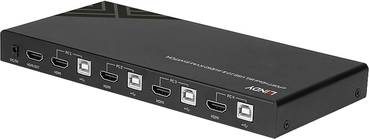 KVM-перемикач Lindy 4 Port HDMI 4K60, USB 2.0 & Audio Black (4002888328104) - зображення 3