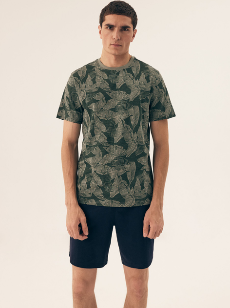 Piżama męska z szortami i krótkim rękawem letnia bawełniana Henderson South 42599-77X 2XL Zielona (5903972500606) - obraz 1