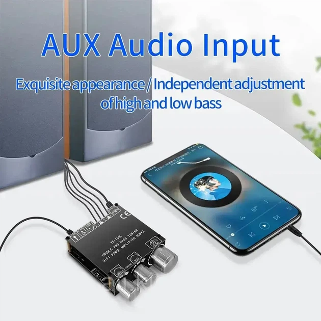 Усилитель звука ZK-T50L, 2х50Вт с Bluetooth 5.0, USB, AUX. DC 12-24v - Фото 4 Усилитель звука ZK-T50L, 2х50Вт с Bluetooth 5.0, USB, AUX. DC 12-24v - изображение 4