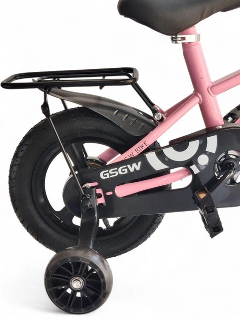 Дитячий велосипед двоколісний з додатковими навчальними колесами GSGW Bike 5188-88A-12 Рожевий - зображення 3