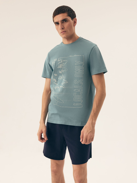 Piżama męska z szortami i krótkim rękawem letnia bawełniana Henderson Surf 42598-77X XL Zielona (5903972399958) - obraz 1