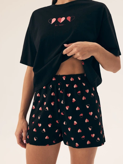 Piżama damska z szortami i krótkim rękawem letnia bawełniana Henderson Necesito 42649-99X 2XL Czarna (5903972377482) - obraz 5