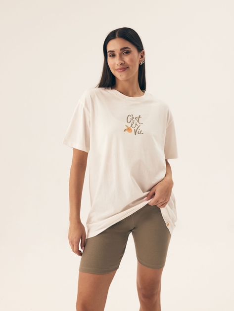 Piżama damska z szortami i krótkim rękawem letnia bawełniana Henderson Naranja 42685-01X 2XL Kremowa (5903972379073) - obraz 1