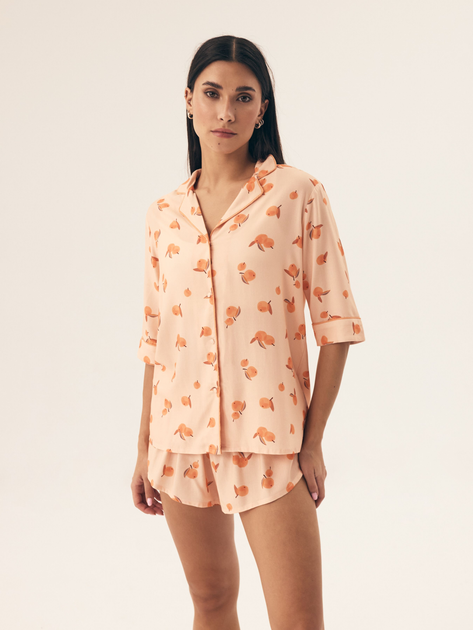 Піжама (сорочка + шорти) жіноча бавовняна Henderson Naranja 42686-24X L Оранжева (5903972379103) - зображення 1