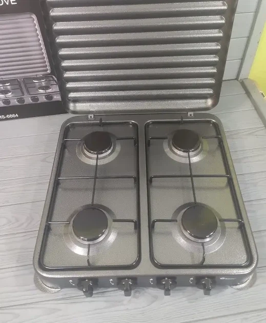 Настольная газовая плита Domotec MS-6604 таганок на 4 конфорки 6846 - изображение 3