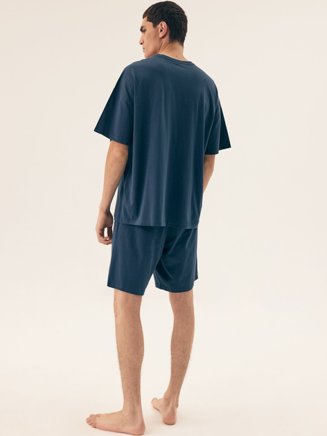 Піжама (футболка + шорти) чоловіча бавовняна великого розміру Henderson Orient 42794-55X 2XL Синя (5903972510780) - зображення 4