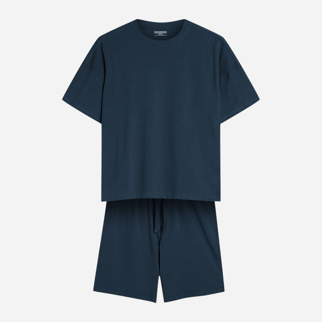 Піжама (футболка + шорти) чоловіча бавовняна великого розміру Henderson Orient 42794-55X 2XL Синя (5903972510780) - зображення 7