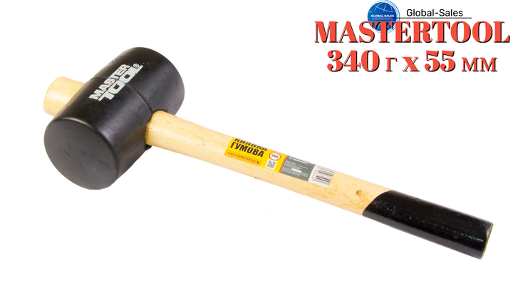 Киянка Mastertool 340 г х 55 мм черная резина ручка деревянная (02-0301) - Фото 1 Киянка Mastertool 340 г х 55 мм черная резина ручка деревянная (02-0301) - изображение 1