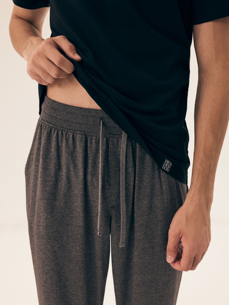 Piżama męska z długimi spodniami i krótkim rękawem bawełniana Henderson Marc 43033-99X XL Czarna (5903972392508) - obraz 3