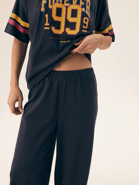 Piżama damska z długimi spodniami i krótkim rękawem bawełniana Bloovii Forever 43061-59X S Granatowa (5903972576816) - obraz 4