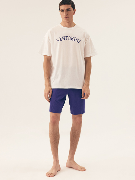 Piżama męska z szortami i krótkim rękawem letnia bawełniana Henderson Santorini 43173-01X 2XL Kremowa (5903972518960) - obraz 3
