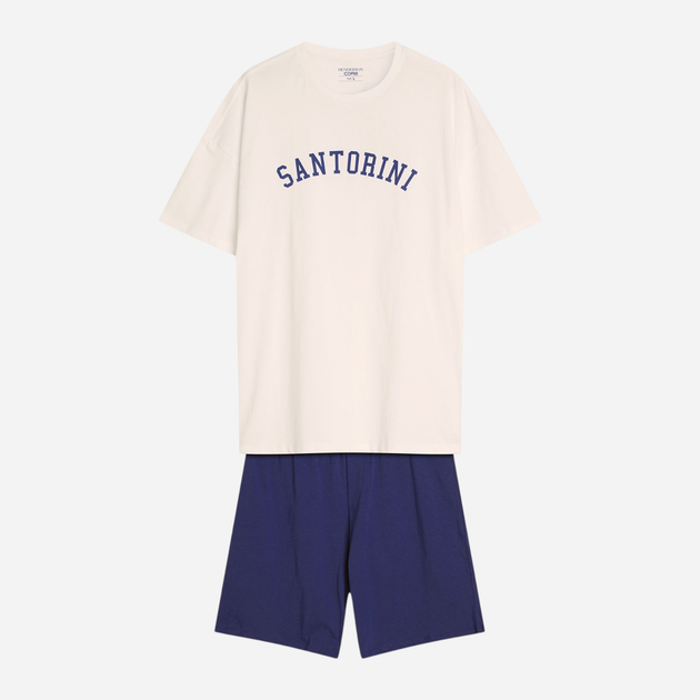 Piżama męska z szortami i krótkim rękawem letnia bawełniana Henderson Santorini 43173-01X XL Kremowa (5903972518953) - obraz 7