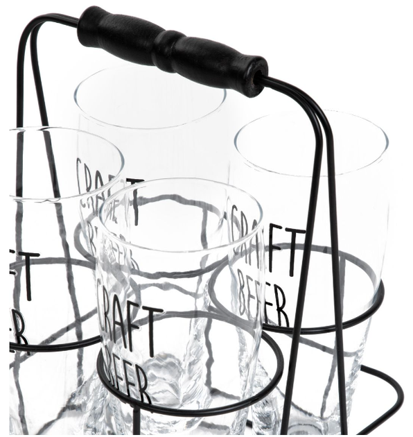 Pokale do piwa Homla Beer Set Raya z metalowym stojakiem 400 ml 4 szt (5904183894775) - obraz 4